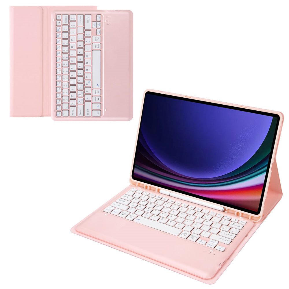 A810B For Samsung Galaxy Tab S10+ / S9 FE+ / S9+ 12.4" X610 / X616 Detachable Bluetooth Keyboard Case Pencil Slot Tablet Case - Pink