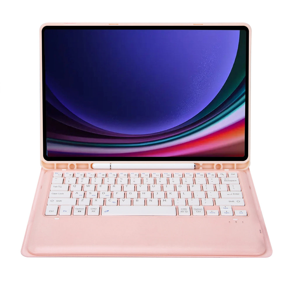 A810B For Samsung Galaxy Tab S10+ / S9 FE+ / S9+ 12.4" X610 / X616 Detachable Bluetooth Keyboard Case Pencil Slot Tablet Case - Pink