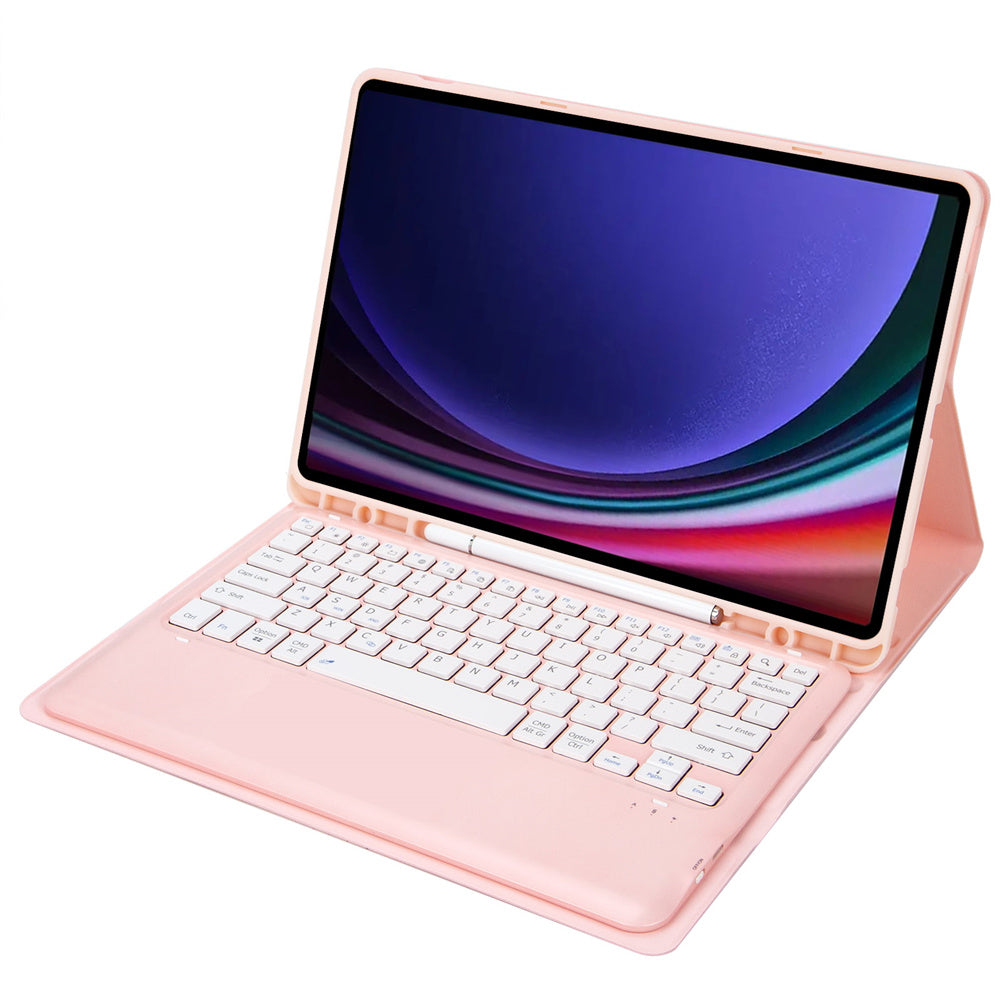 A810B For Samsung Galaxy Tab S10+ / S9 FE+ / S9+ 12.4" X610 / X616 Detachable Bluetooth Keyboard Case Pencil Slot Tablet Case - Pink