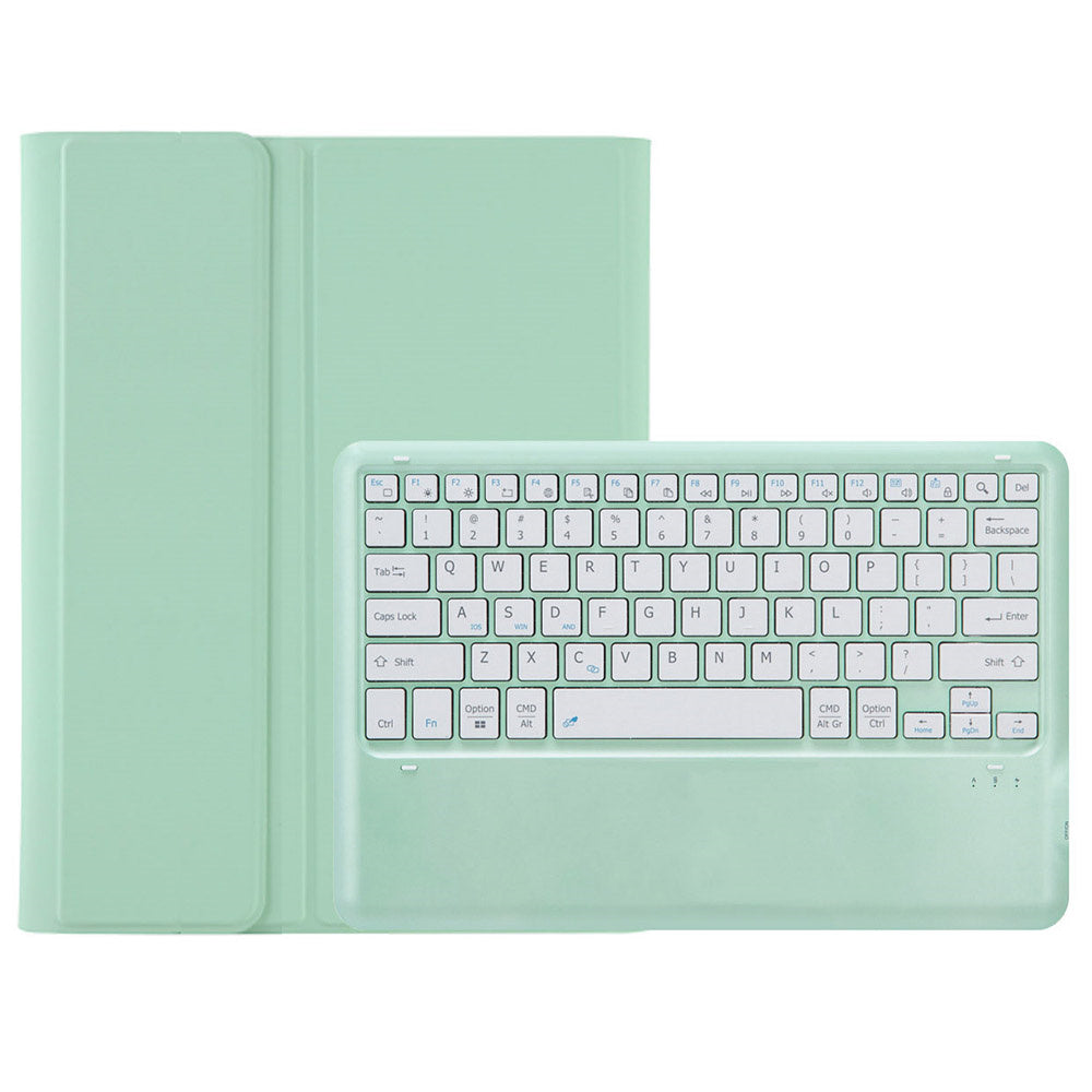 A810B For Samsung Galaxy Tab S10+ / S9 FE+ / S9+ 12.4" X610 / X616 Detachable Bluetooth Keyboard Case Pencil Slot Tablet Case - Light Green