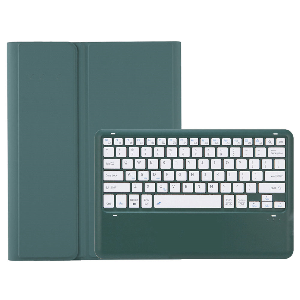 A810B For Samsung Galaxy Tab S10+ / S9 FE+ / S9+ 12.4" X610 / X616 Detachable Bluetooth Keyboard Case Pencil Slot Tablet Case - Dark Green