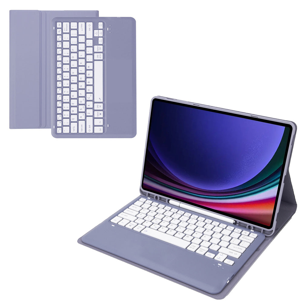 A810B For Samsung Galaxy Tab S10+ / S9 FE+ / S9+ 12.4" X610 / X616 Detachable Bluetooth Keyboard Case Pencil Slot Tablet Case - Purple