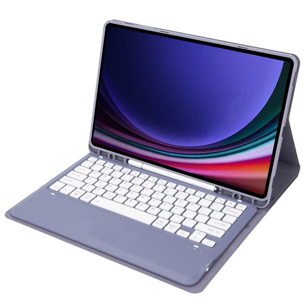 A810B For Samsung Galaxy Tab S10+ / S9 FE+ / S9+ 12.4" X610 / X616 Detachable Bluetooth Keyboard Case Pencil Slot Tablet Case - Purple