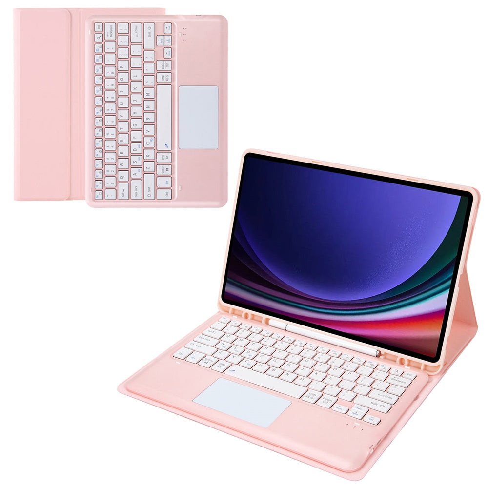 A810B-A For Samsung Galaxy Tab S10+ / S9 FE+ / S9+ 12.4" X610 / X616 Bluetooth Keyboard with Touchpad Pencil Slot Tablet Case - Pink