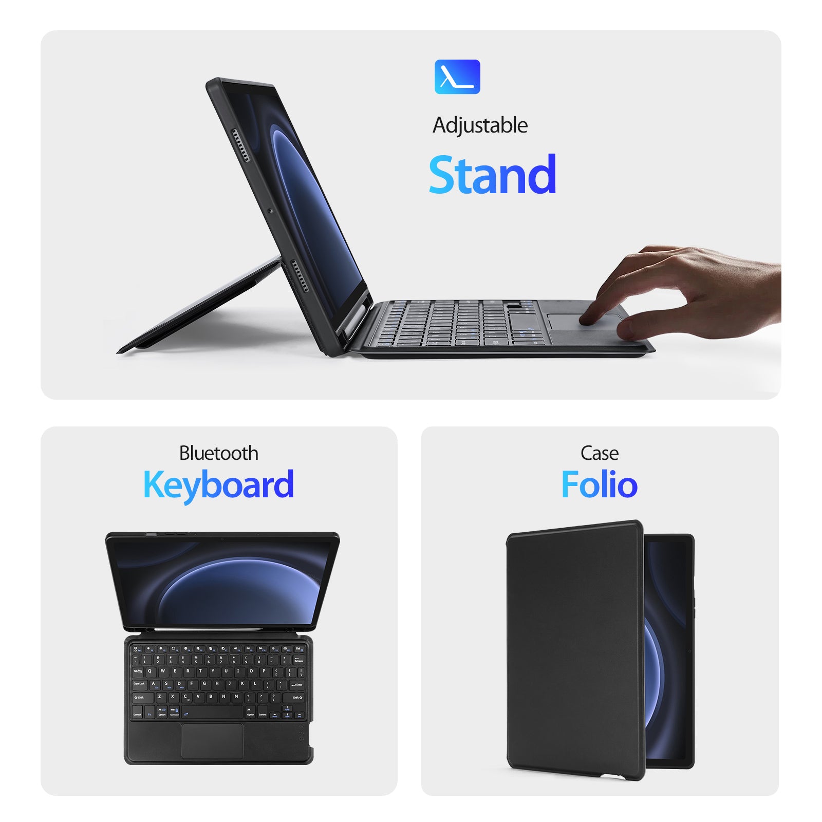 DUX DUCIS For Samsung Galaxy Tab S9 FE (SM-X510 / SM-X516B) Stand Cover with Detachable Bluetooth Keyboard