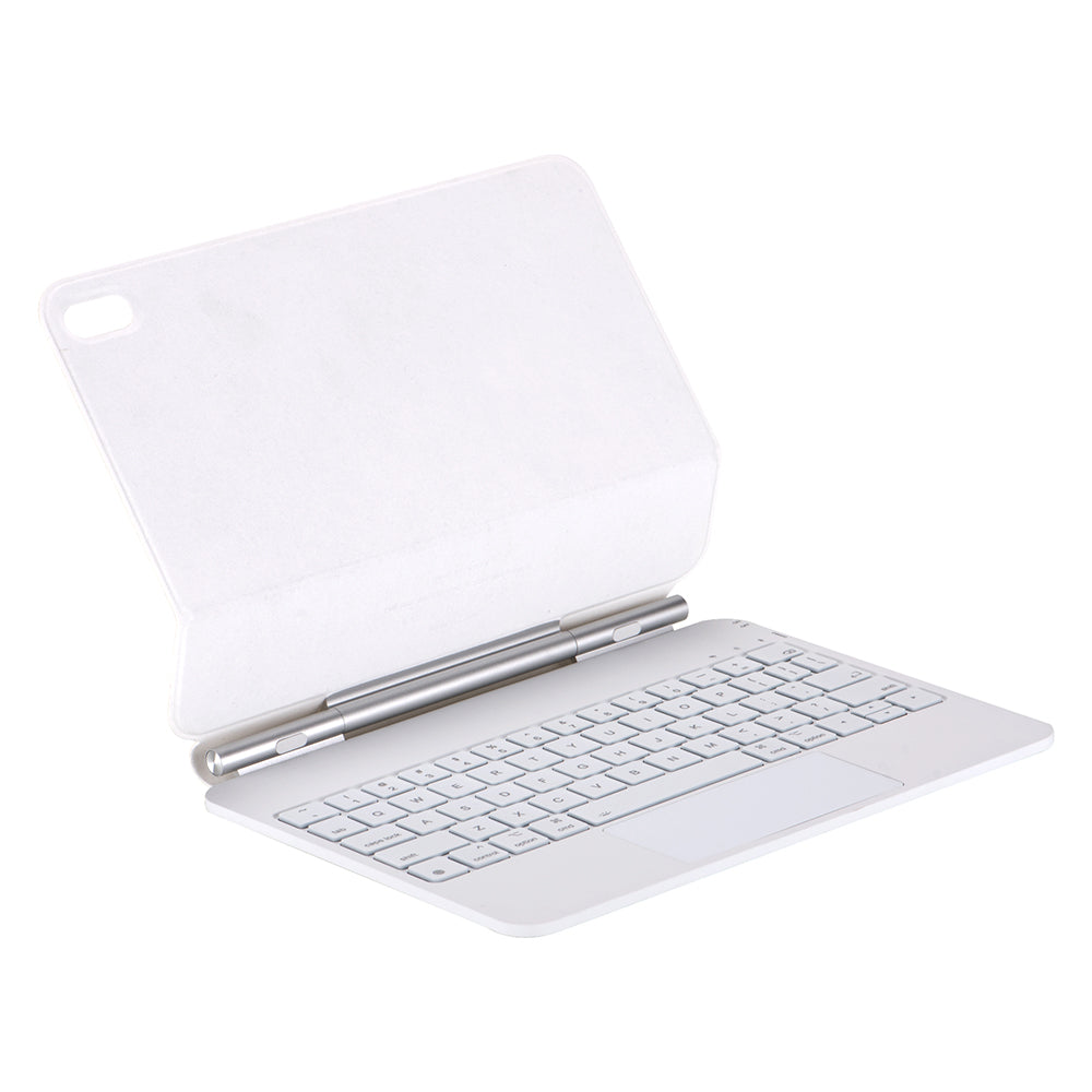 X8 For iPad 10.9 (2022) Magnetic Leather Tablet Case Bluetooth Keyboard with Touchpad - White