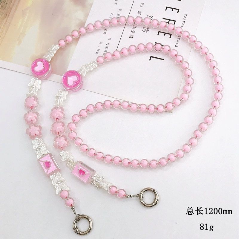 120cm Crossbody Cell Phone Lanyard Strap 11mm Thickness Beads Neck Strap - Style A