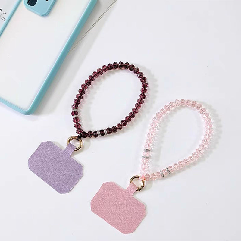 11cm Phone Wrist Strap Beads Bracelet Lanyard Universal Phone Short Strap with Tether Tab - Pink+Pink