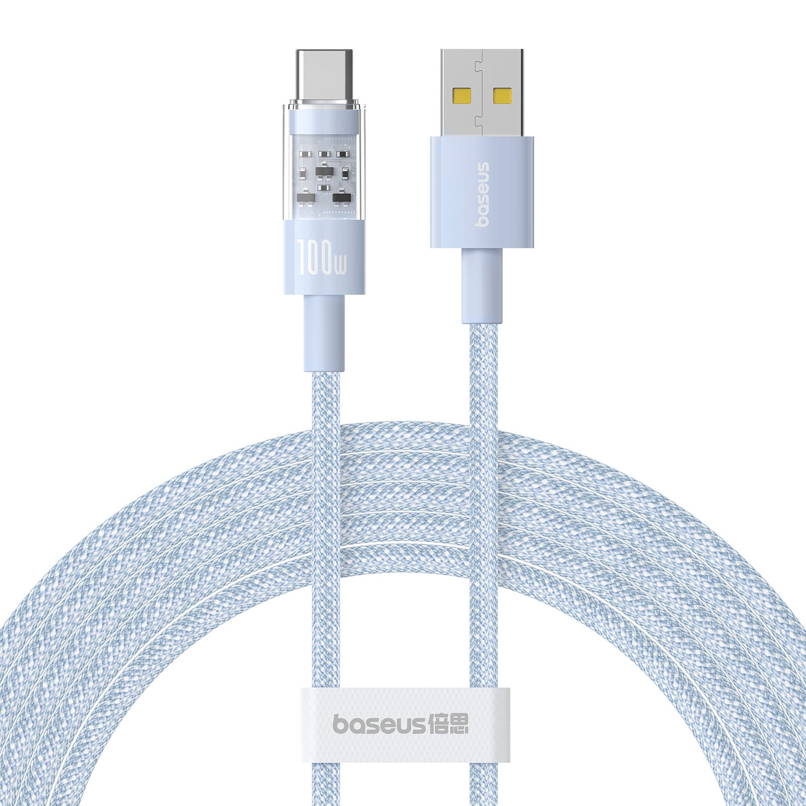 BASEUS Gem USB-A to Type-C 100W Fast Charging Nylon Braided Data Cable, 2m - Blue