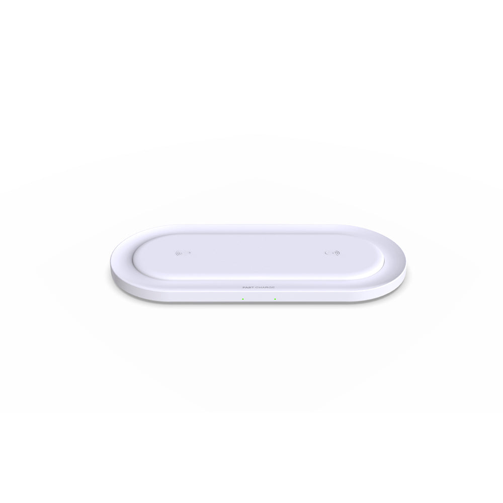 S500 2 in 1 20W Qi Wireless Charger Double Fast Charging Pad for iPhone 11/Huawei Mate 20 Pro/Airpods Pro - White