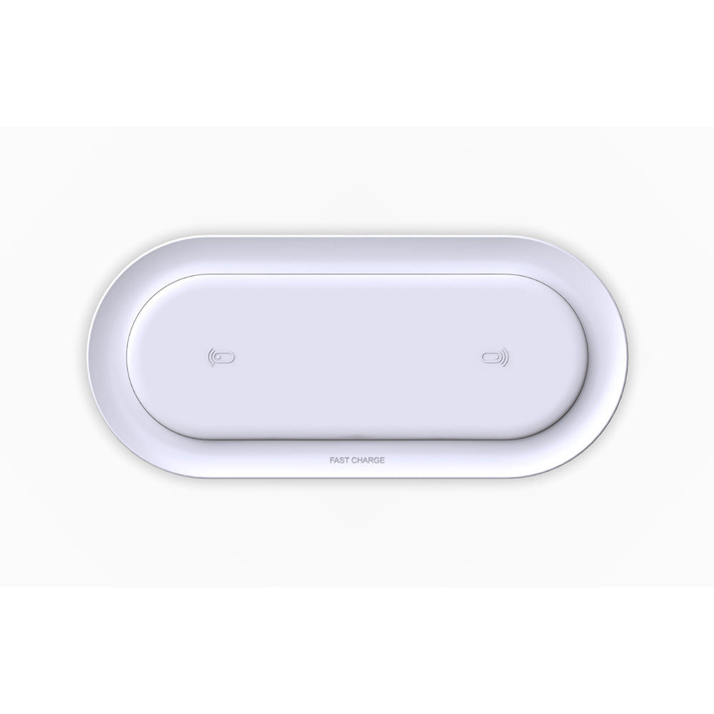 S500 2 in 1 20W Qi Wireless Charger Double Fast Charging Pad for iPhone 11/Huawei Mate 20 Pro/Airpods Pro - White