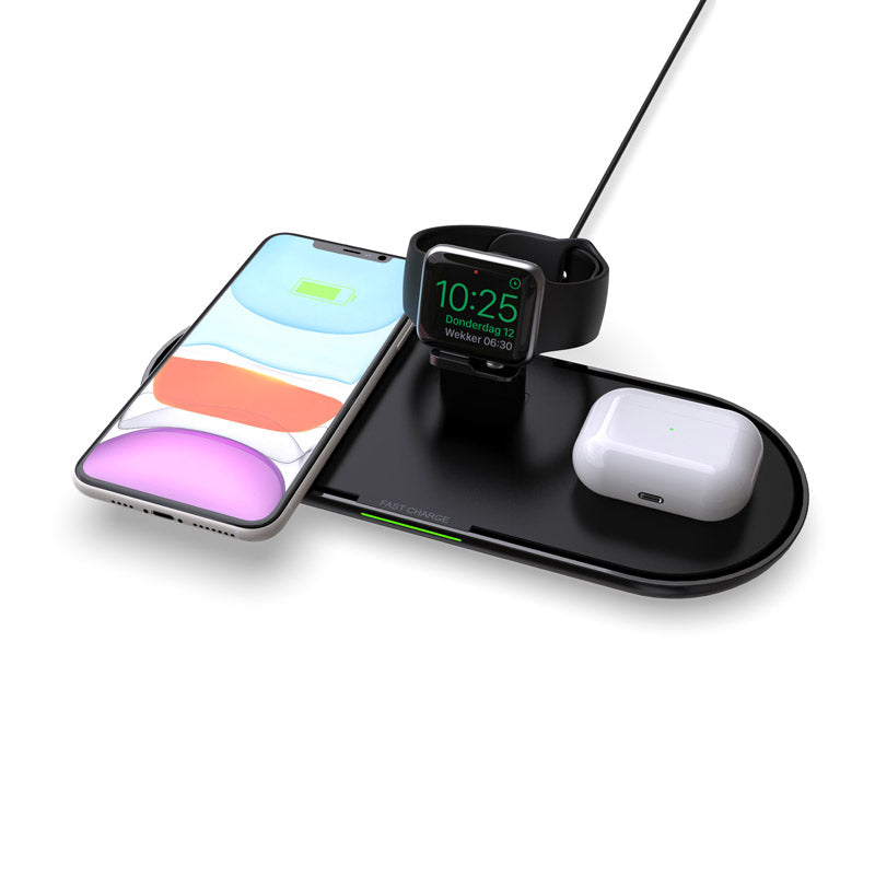 K1000 3 in 1 Qi Wireless Charger Fast Charging Stand for iPhone/Huawei/Airpods Pro/Apple Watch