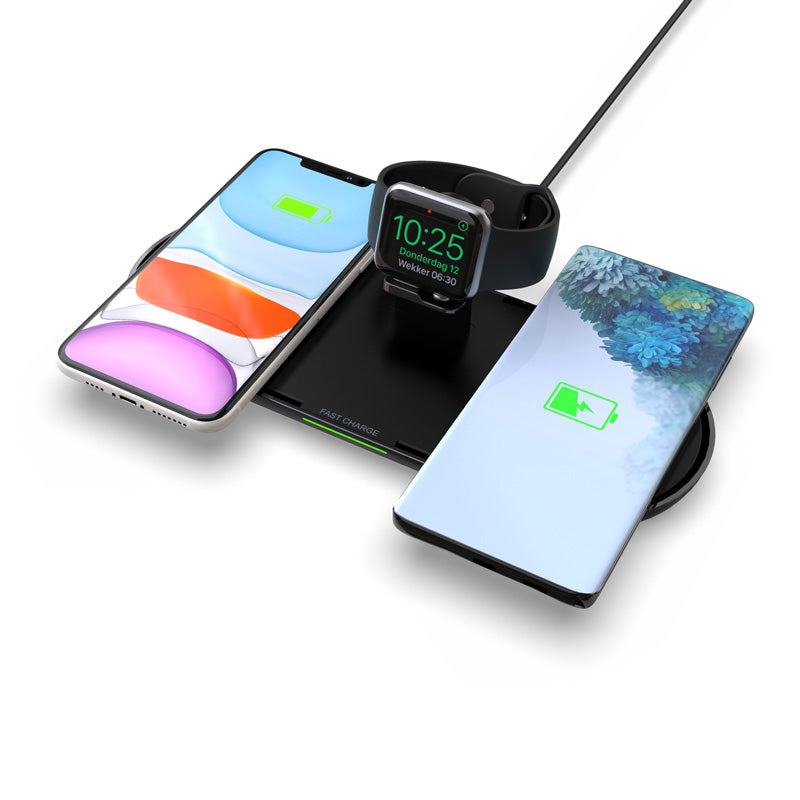 K1000 3 in 1 Qi Wireless Charger Fast Charging Stand for iPhone/Huawei/Airpods Pro/Apple Watch