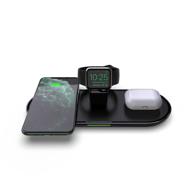 K1000 3 in 1 Qi Wireless Charger Fast Charging Stand for iPhone/Huawei/Airpods Pro/Apple Watch