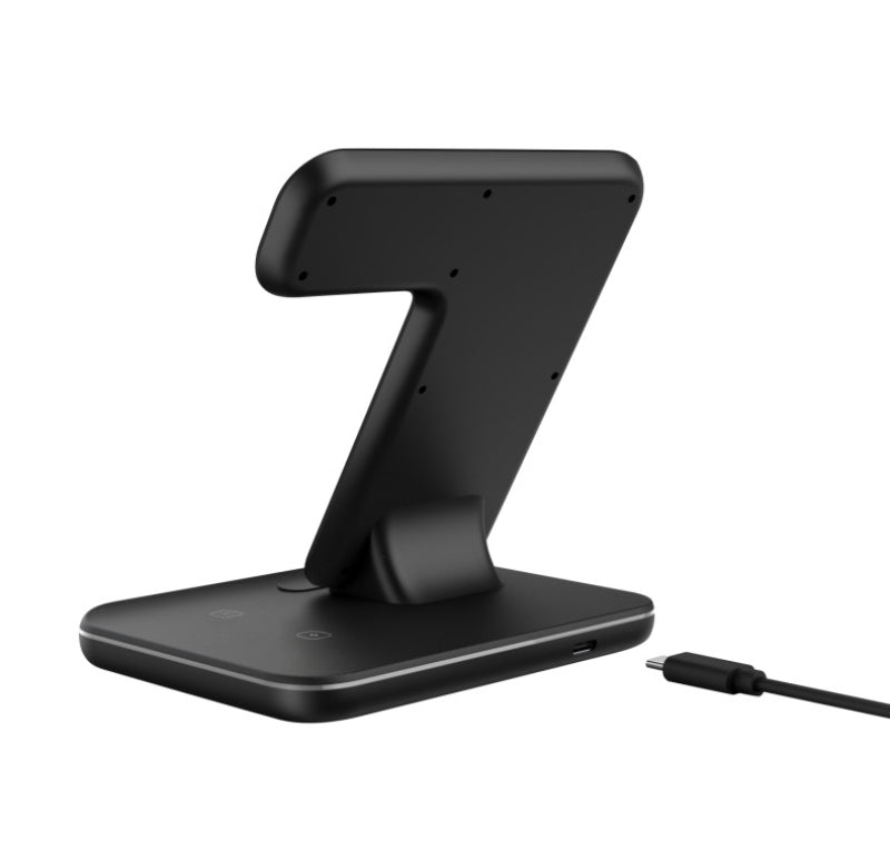 Z5A 3 in 1 15W Wireless Fast Charger Dock Station for iPhone 12 11 Pro Max iWatch Airpods - Black