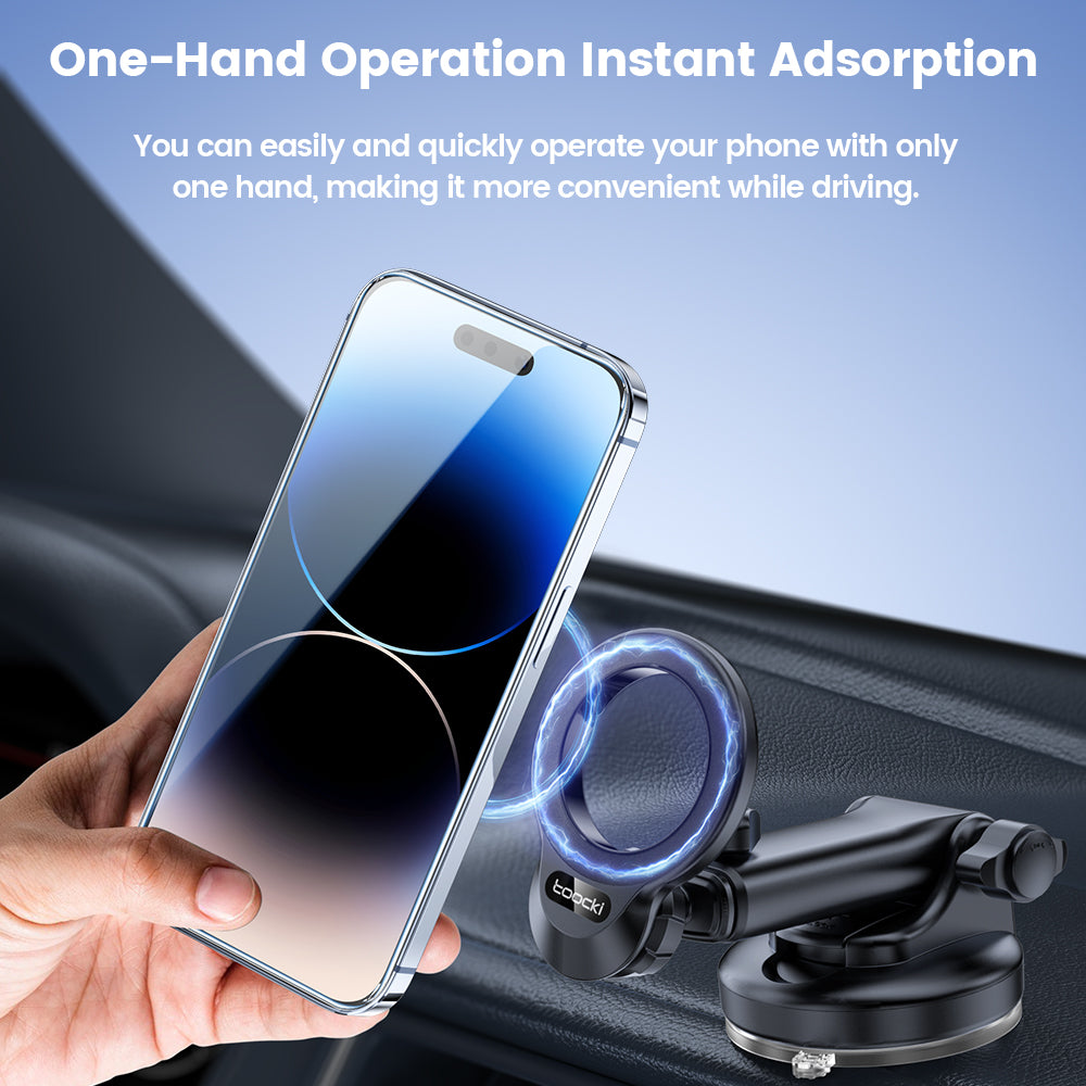 TOOCKI TQ-ZJ22 Car Phone Holder Suction Cup Bracket Magnetic Adsorption Cellphone Stand