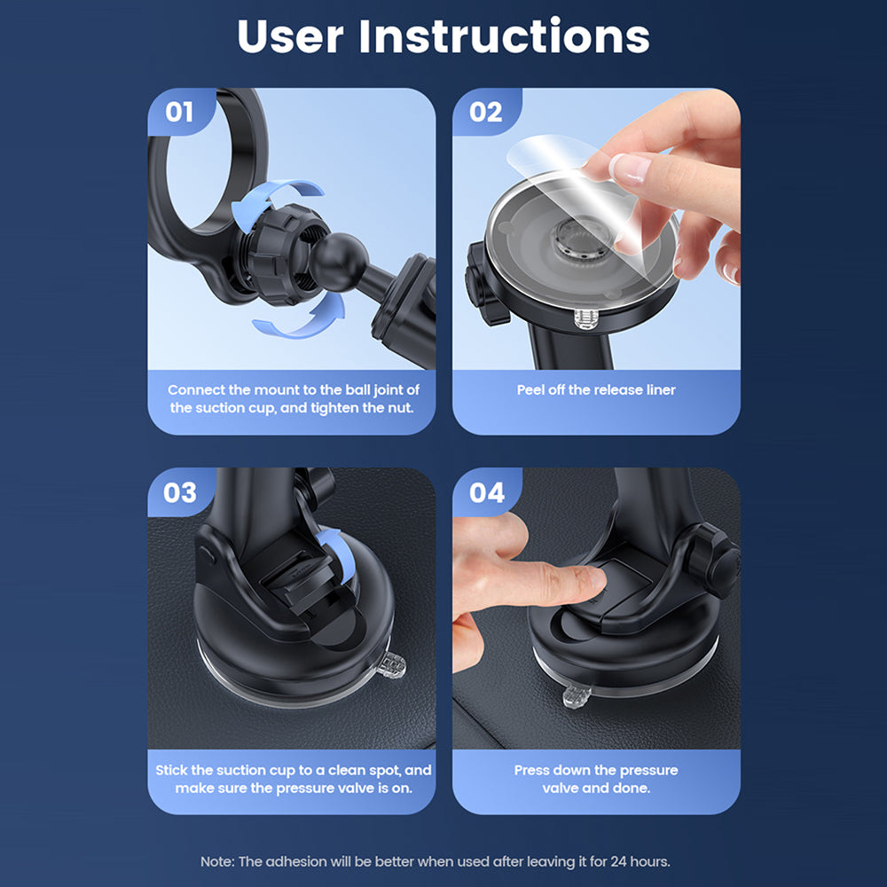 TOOCKI TQ-ZJ22 Car Phone Holder Suction Cup Bracket Magnetic Adsorption Cellphone Stand