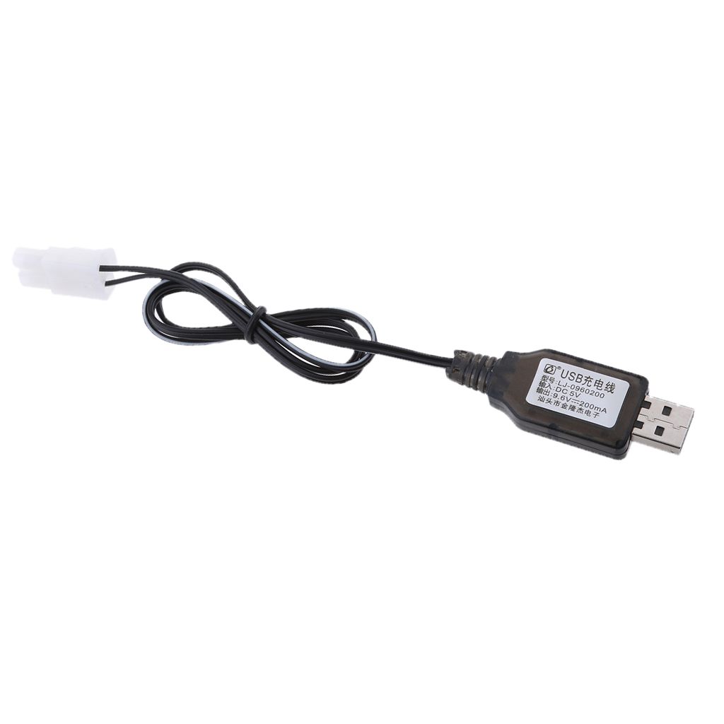 9.6V USB to L6.2-2P Plug NI-MH/NI-Cd Battery Charging Cable for RC Drone Toy