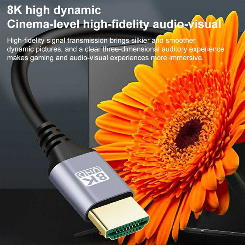 1m Angled Design HDMI Male to Male Adapter Cable 48Gbps High Speed 8K HD Video Cord