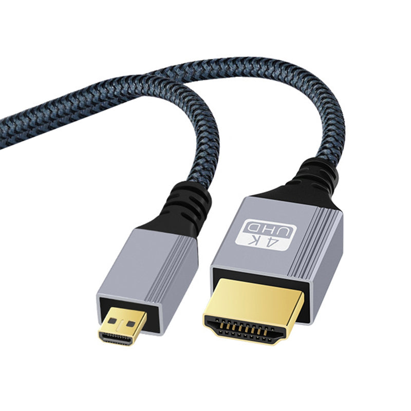 10m 4K HDMI to Micro HDMI Braided Wire 120Hz Gold-Plated Interface HD Video Transfer Cable