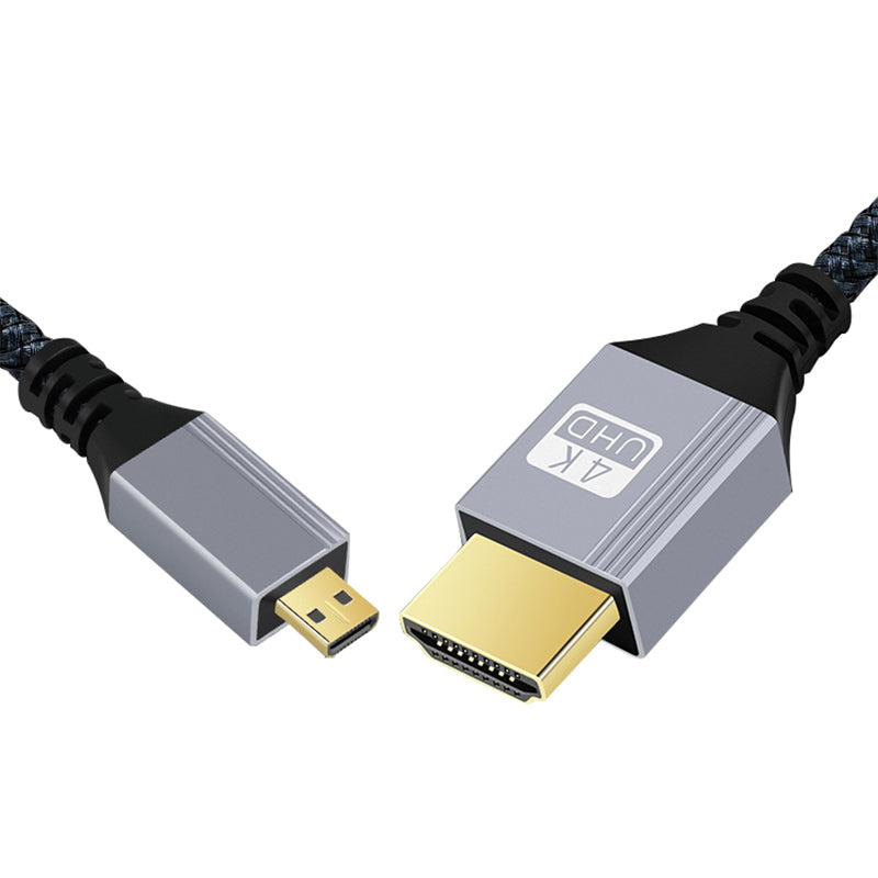 10m 4K HDMI to Micro HDMI Braided Wire 120Hz Gold-Plated Interface HD Video Transfer Cable