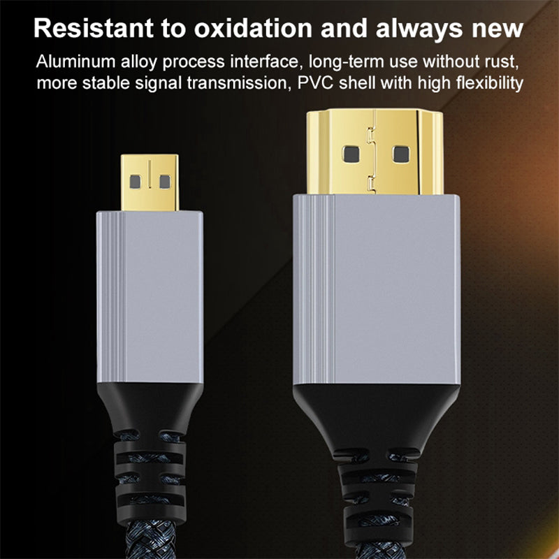 10m 4K HDMI to Micro HDMI Braided Wire 120Hz Gold-Plated Interface HD Video Transfer Cable