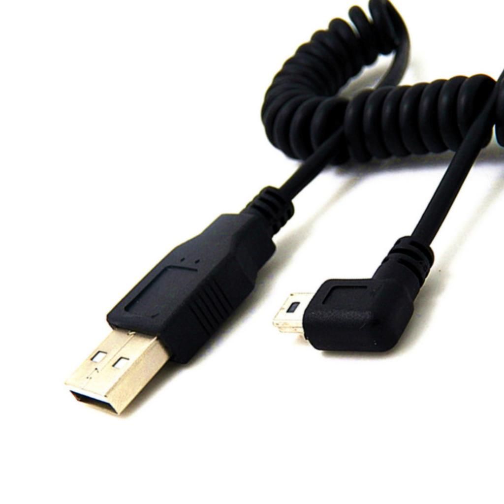 USB 2.0 Male to MINI USB 2.0 Male, to Left Retractable Data Charging Cable