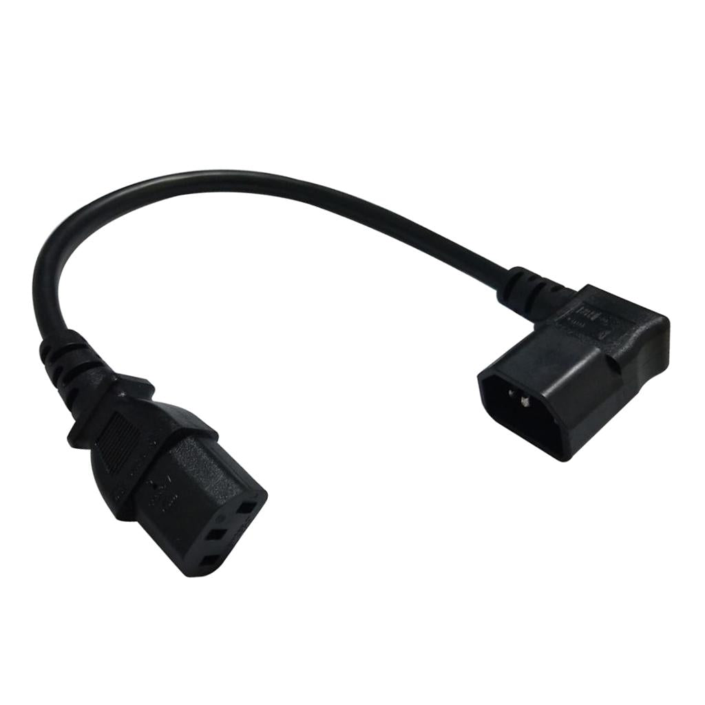 IEC 320 C14 Male Right Angle to C13 Female Power Extension Cable 0.3m