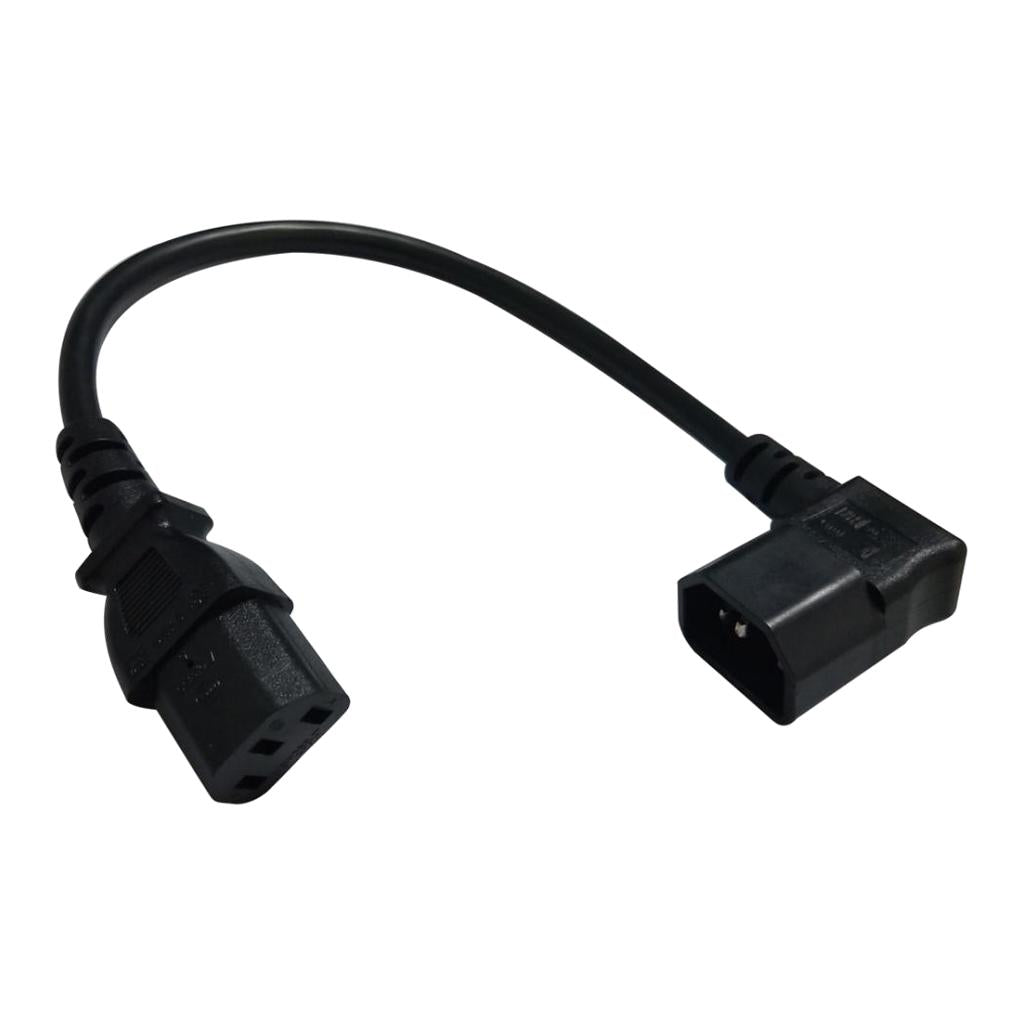 IEC 320 C14 Male Right Angle to C13 Female Power Extension Cable 0.3m