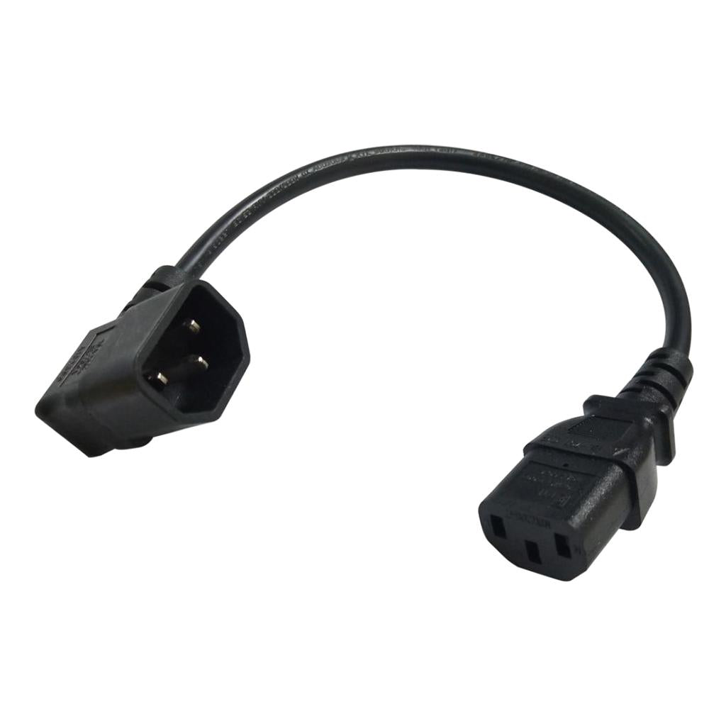 IEC 320 C14 Male Right Angle to C13 Female Power Extension Cable 0.3m