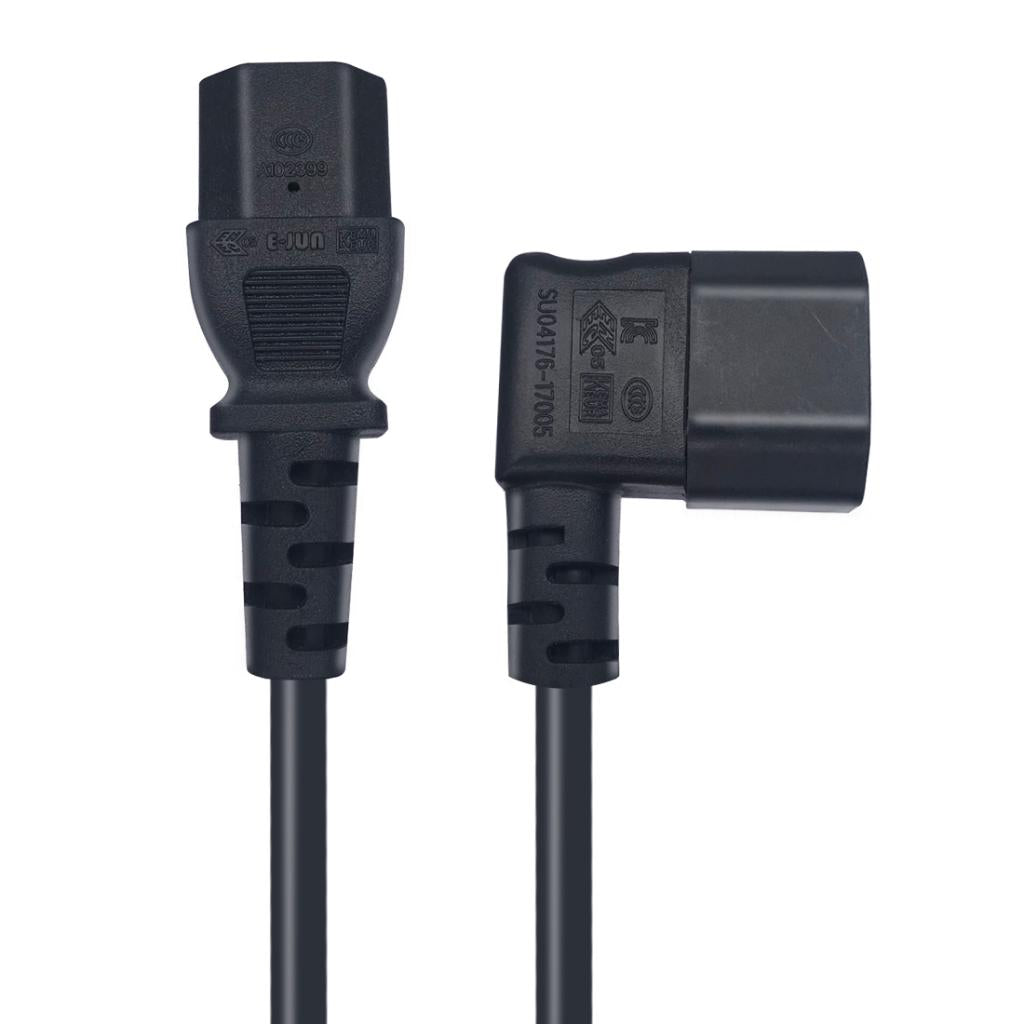 IEC 320 C14 Male Right Angle to C13 Female Power Extension Cable 0.3m