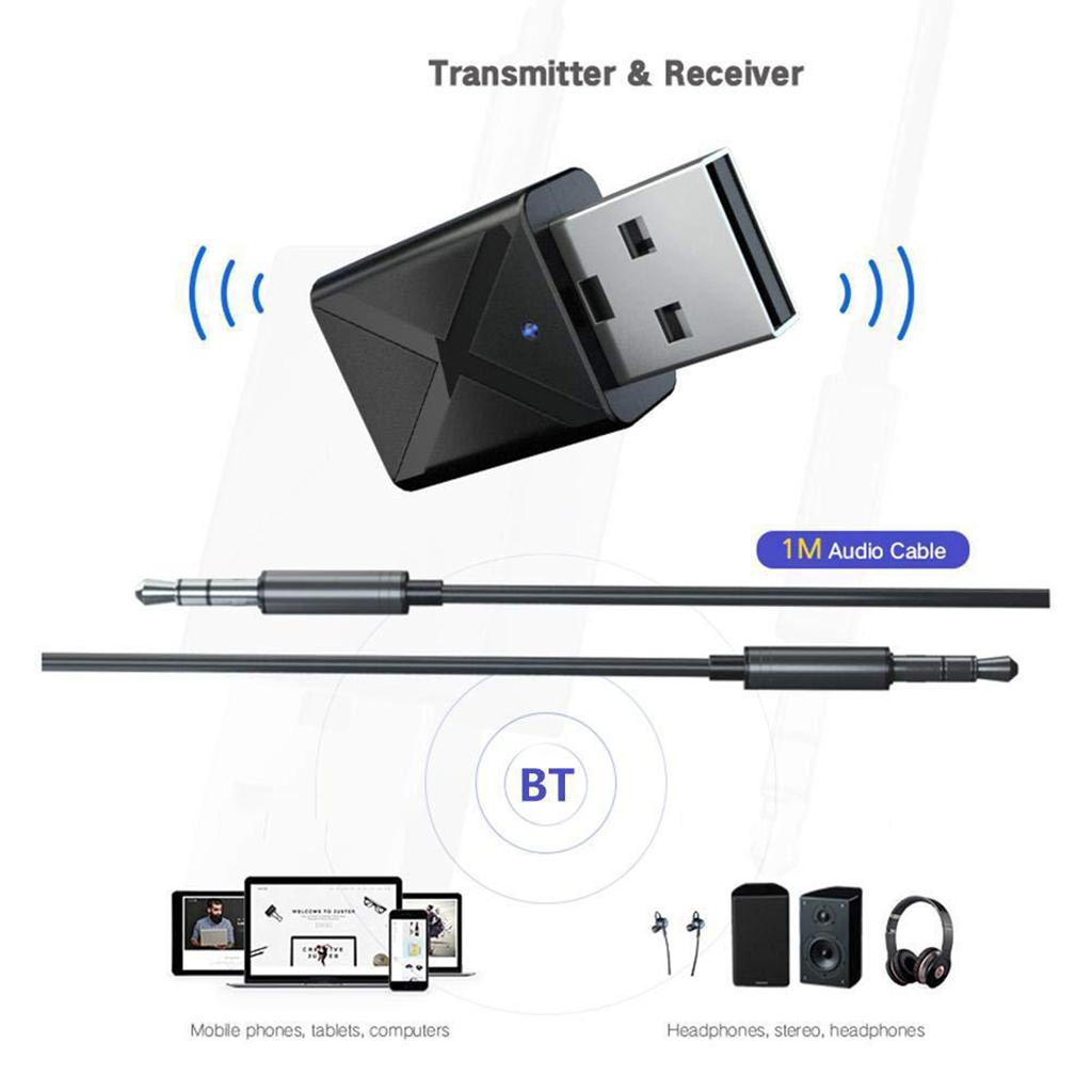 USB Wireless Receiver Transmitter Bluetooth V5.0 Audio Music Stereo Adapter