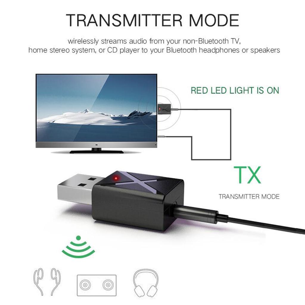 USB Wireless Receiver Transmitter Bluetooth V5.0 Audio Music Stereo Adapter