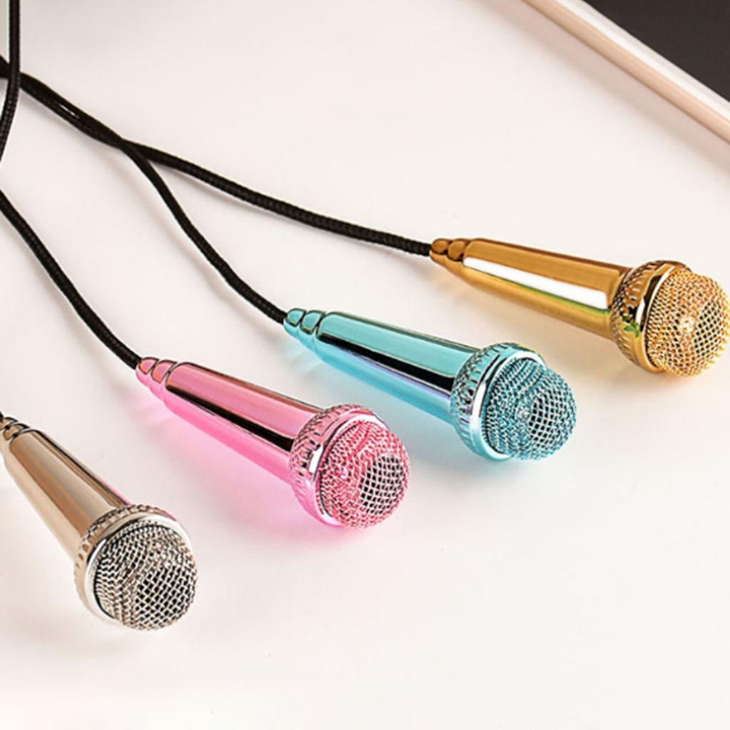 Portable 3.5mm Wired Mini Microphone Stereo Mic for Chatting Sing Silver