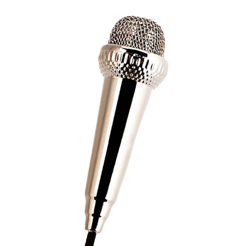 Portable 3.5mm Wired Mini Microphone Stereo Mic for Chatting Sing Silver