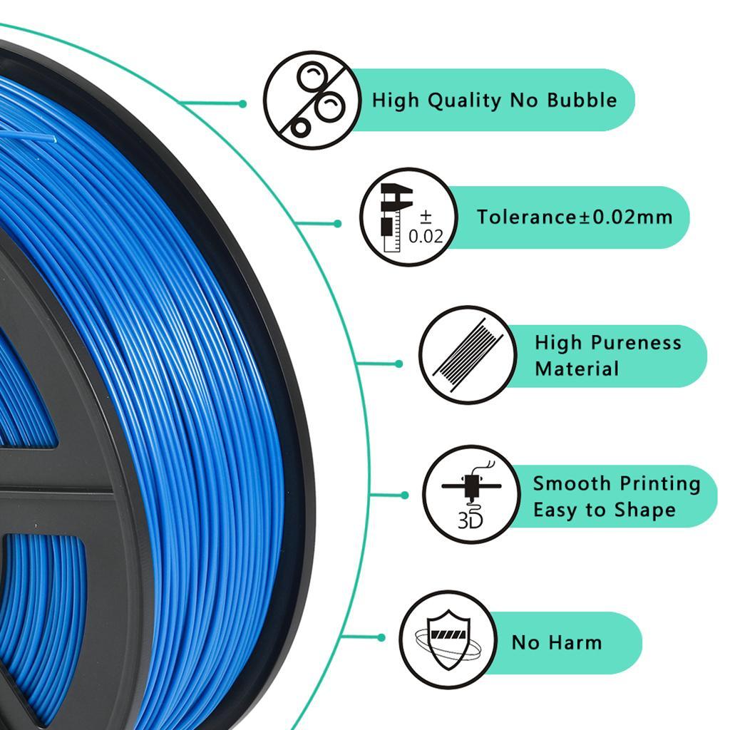 ABS Filament 1.75mm for 3D Printer +/- 0.02mm 1kg Spool (2.2lbs) Blue