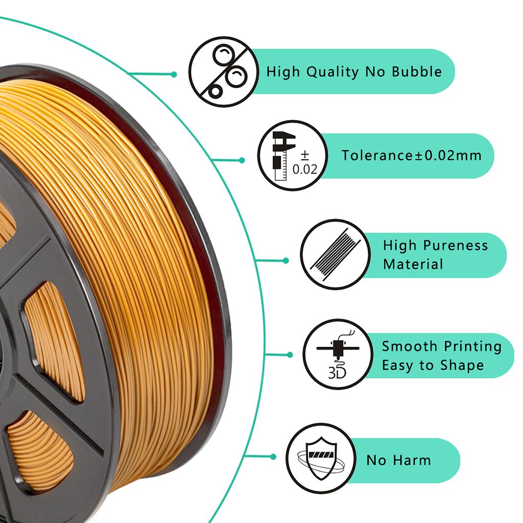 ABS Filament 1.75mm for 3D Printer +/- 0.02mm 1kg Spool (2.2lbs) Golden