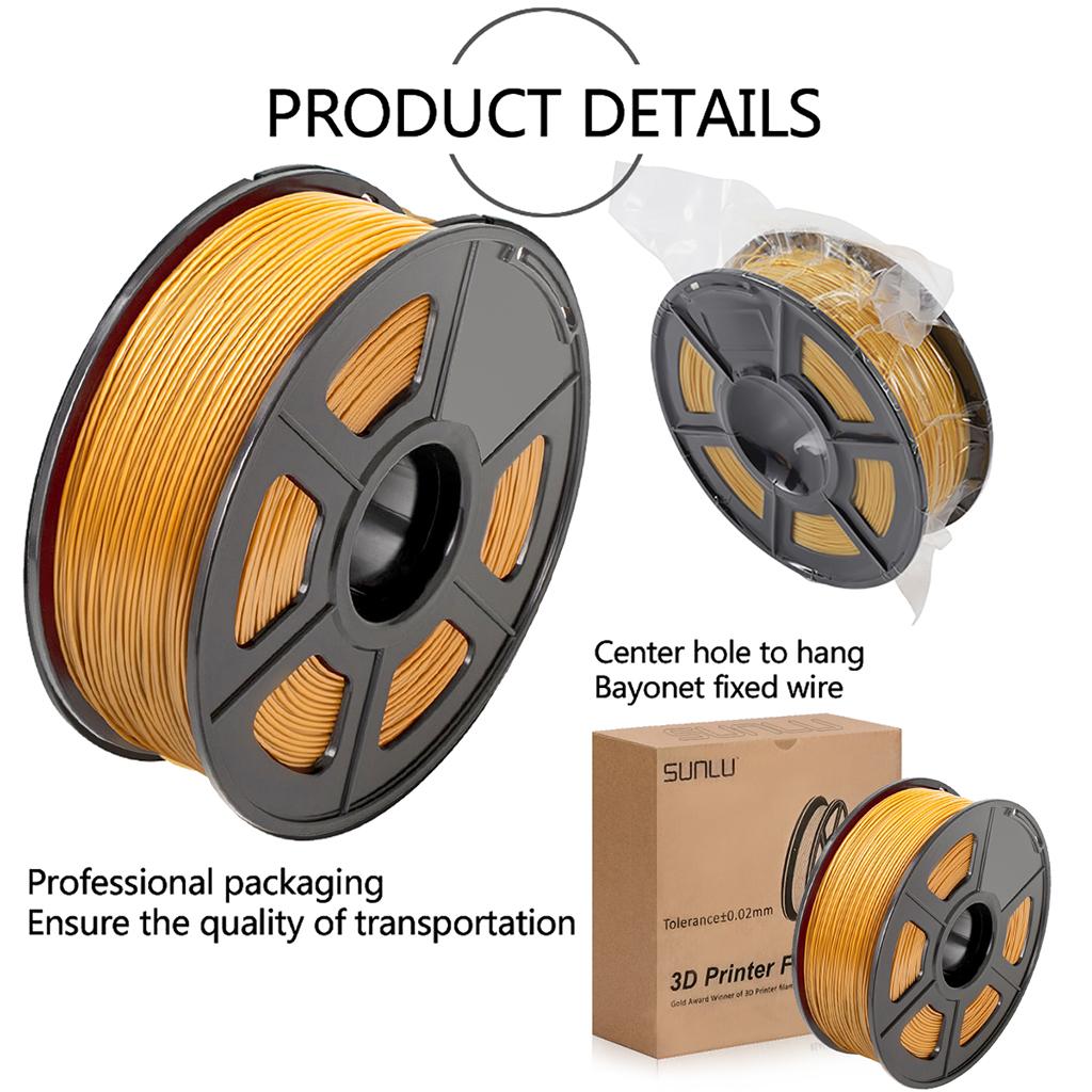 ABS Filament 1.75mm for 3D Printer +/- 0.02mm 1kg Spool (2.2lbs) Golden