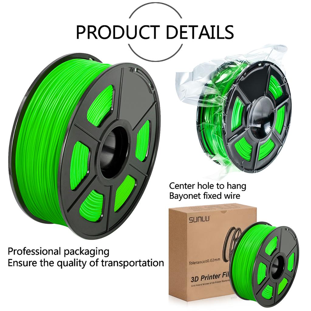 ABS Filament 1.75mm for 3D Printer +/- 0.02mm 1kg Spool (2.2lbs) Green