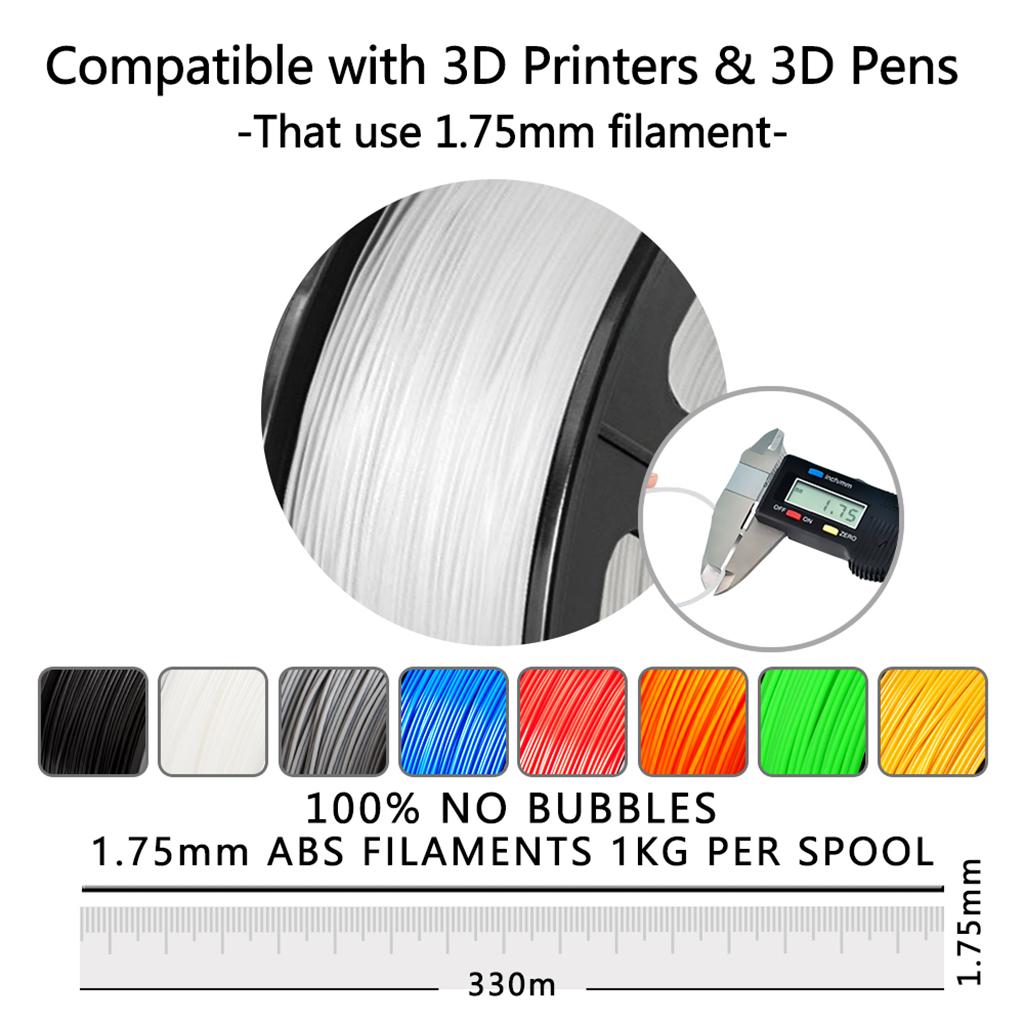 ABS Filament 1.75mm for 3D Printer +/- 0.02mm 1kg Spool (2.2lbs) Clear