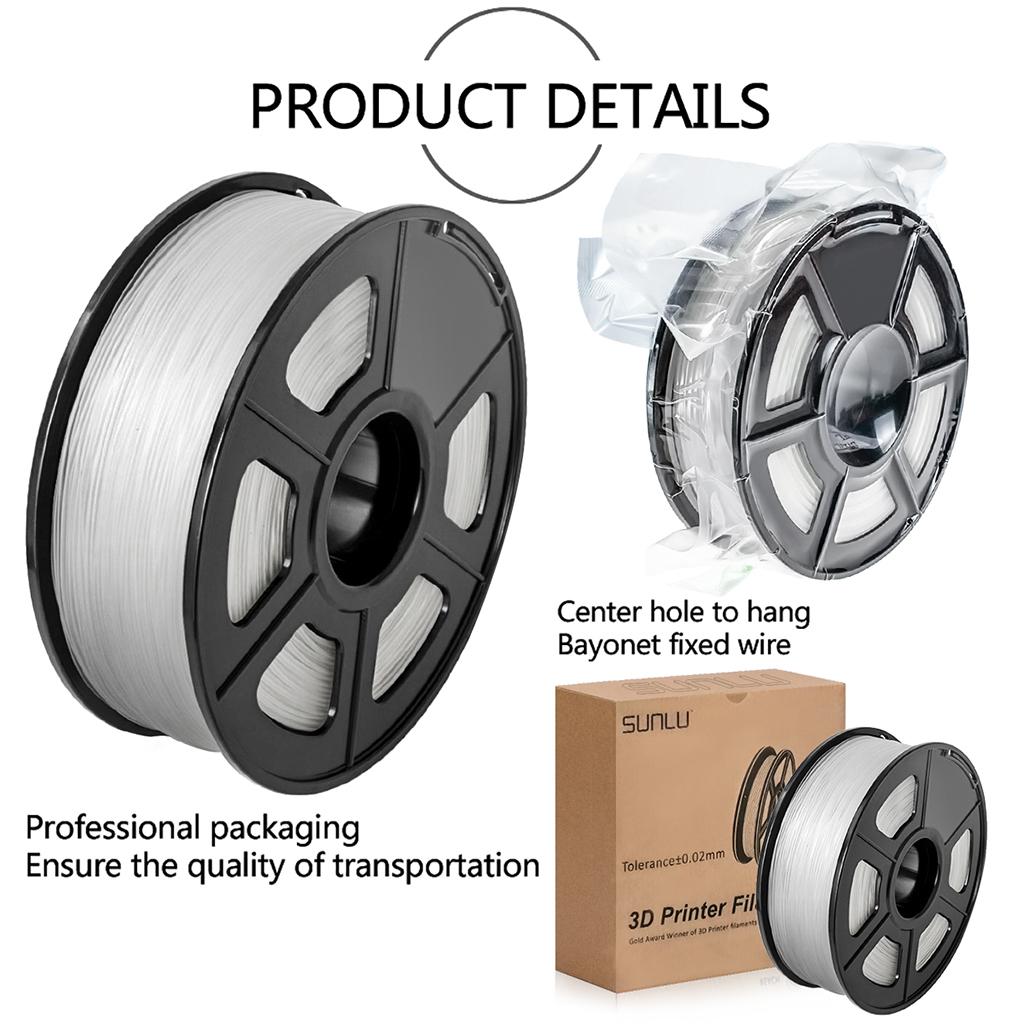 ABS Filament 1.75mm for 3D Printer +/- 0.02mm 1kg Spool (2.2lbs) Clear