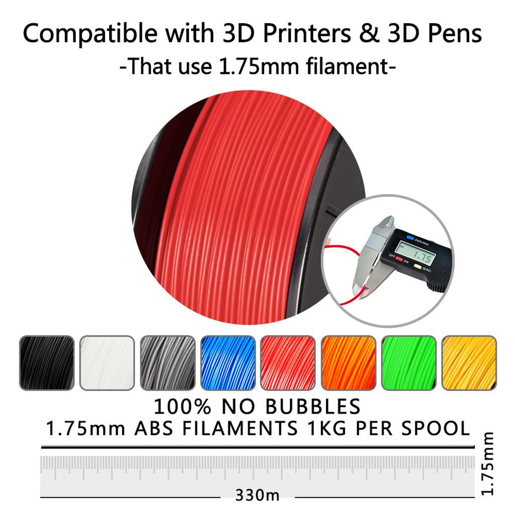 ABS Filament 1.75mm for 3D Printer +/- 0.02mm 1kg Spool (2.2lbs) Red