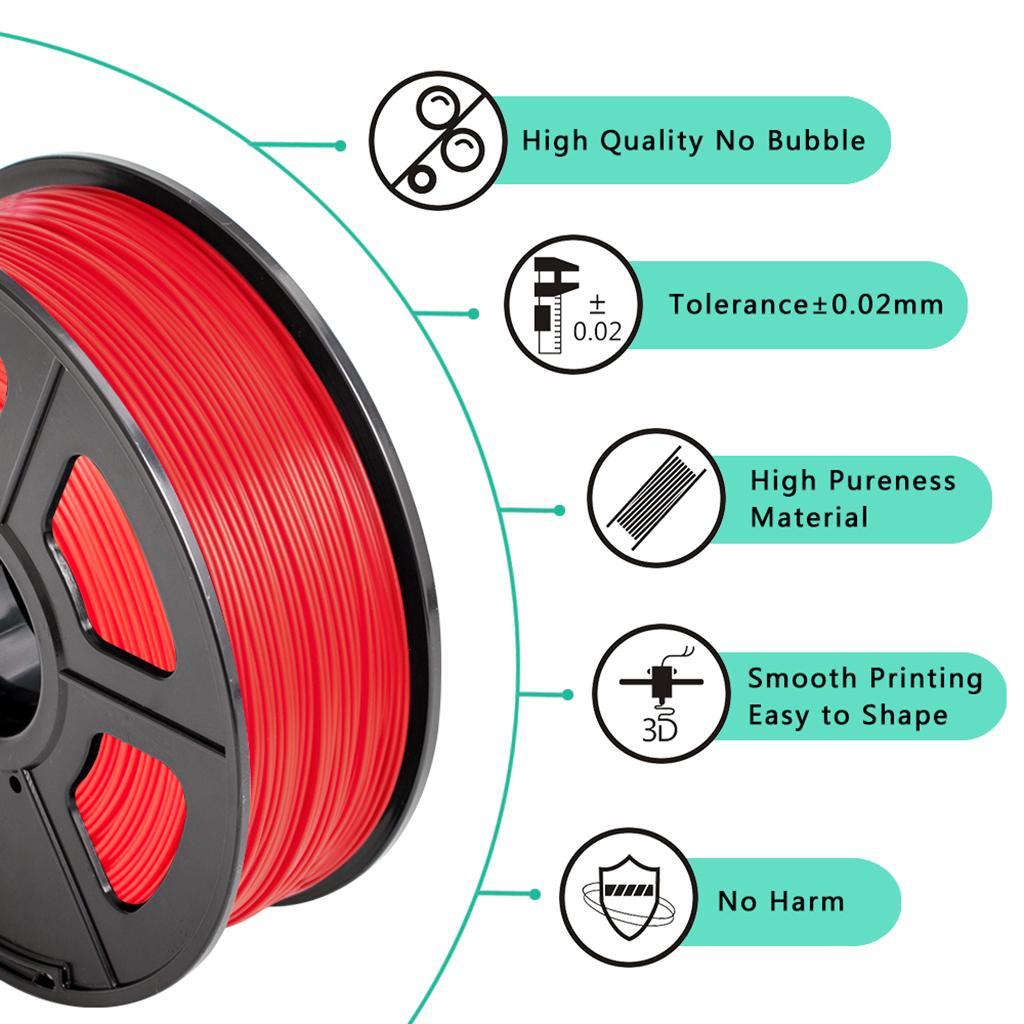 ABS Filament 1.75mm for 3D Printer +/- 0.02mm 1kg Spool (2.2lbs) Red