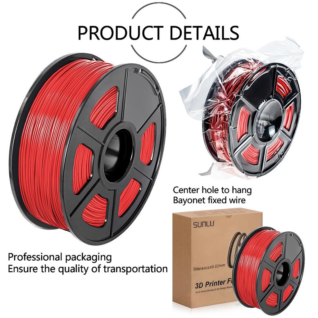 ABS Filament 1.75mm for 3D Printer +/- 0.02mm 1kg Spool (2.2lbs) Red