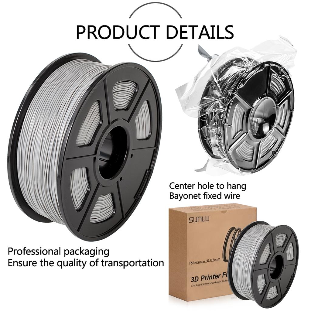 ABS Filament 1.75mm for 3D Printer +/- 0.02mm 1kg Spool (2.2lbs) Gray