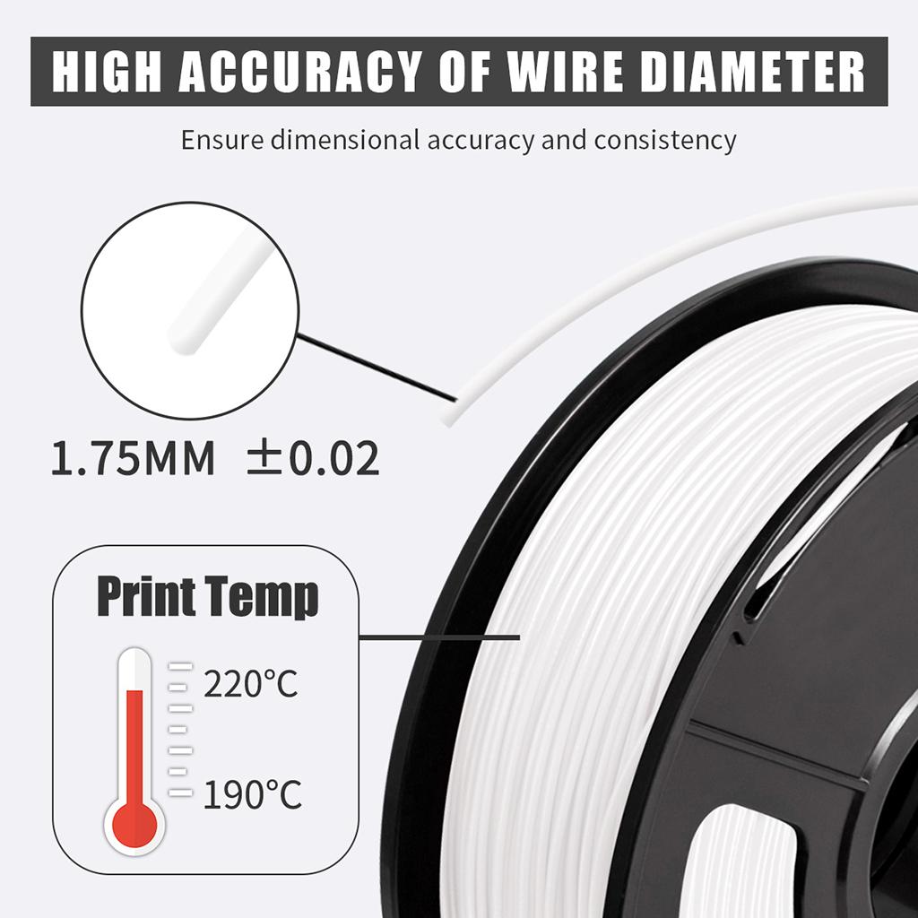 1kg PLA 1.75mm Filament Spool Accuracy 0.03 mm  White