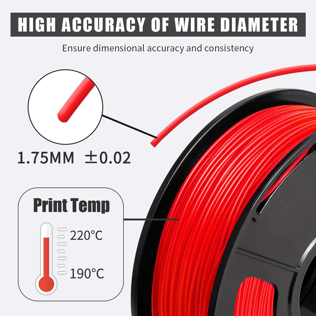 1kg PLA 1.75mm Filament Spool Accuracy 0.03 mm  Red