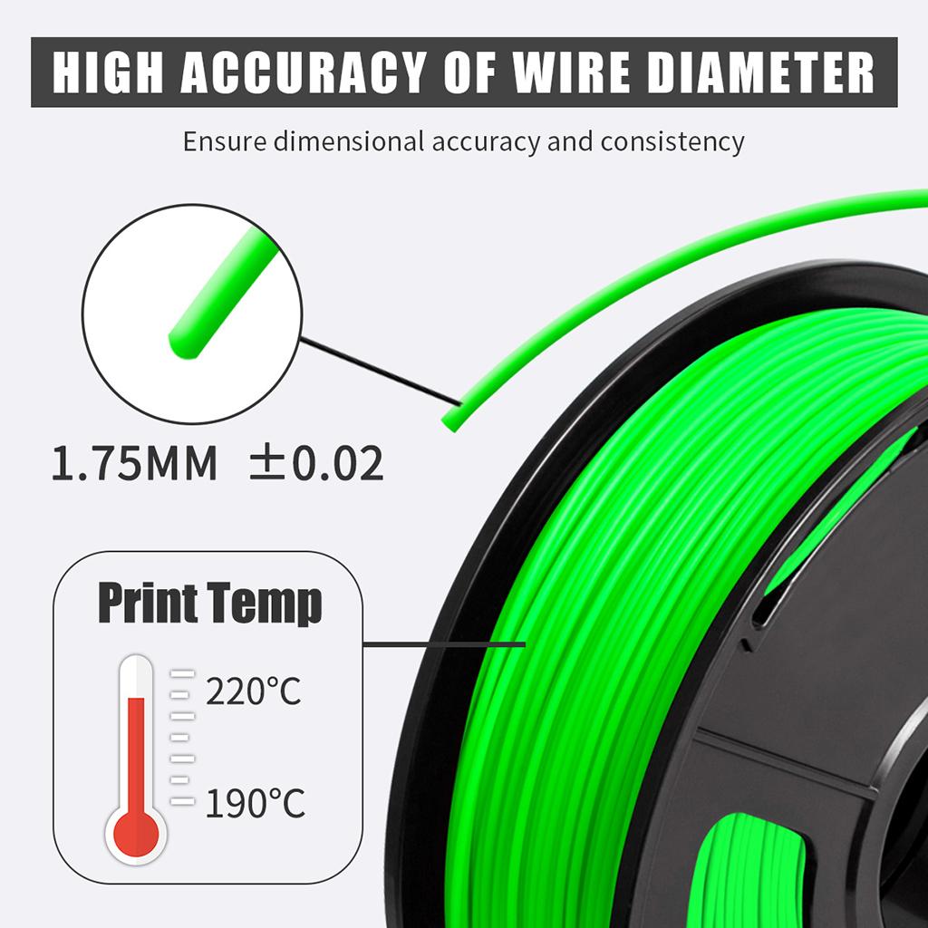 1kg PLA 1.75mm Filament Spool Accuracy 0.03 mm  Green