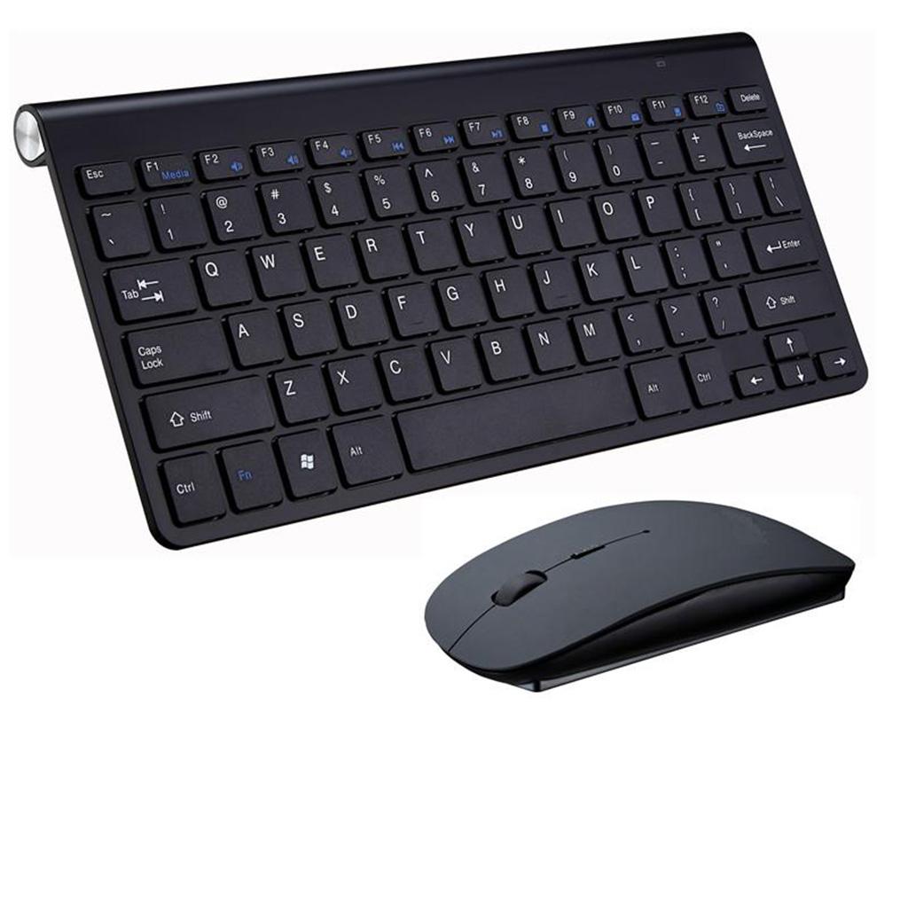 Mini Flat Quiet Wireless Keyboard Mouse Combo Black