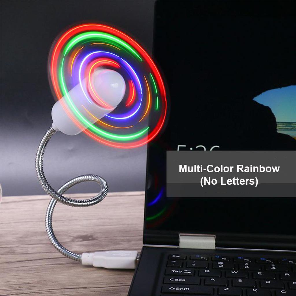 Mini Flexible Neck LED USB Fan Air Cooler Colorful Rainbow-No Letters